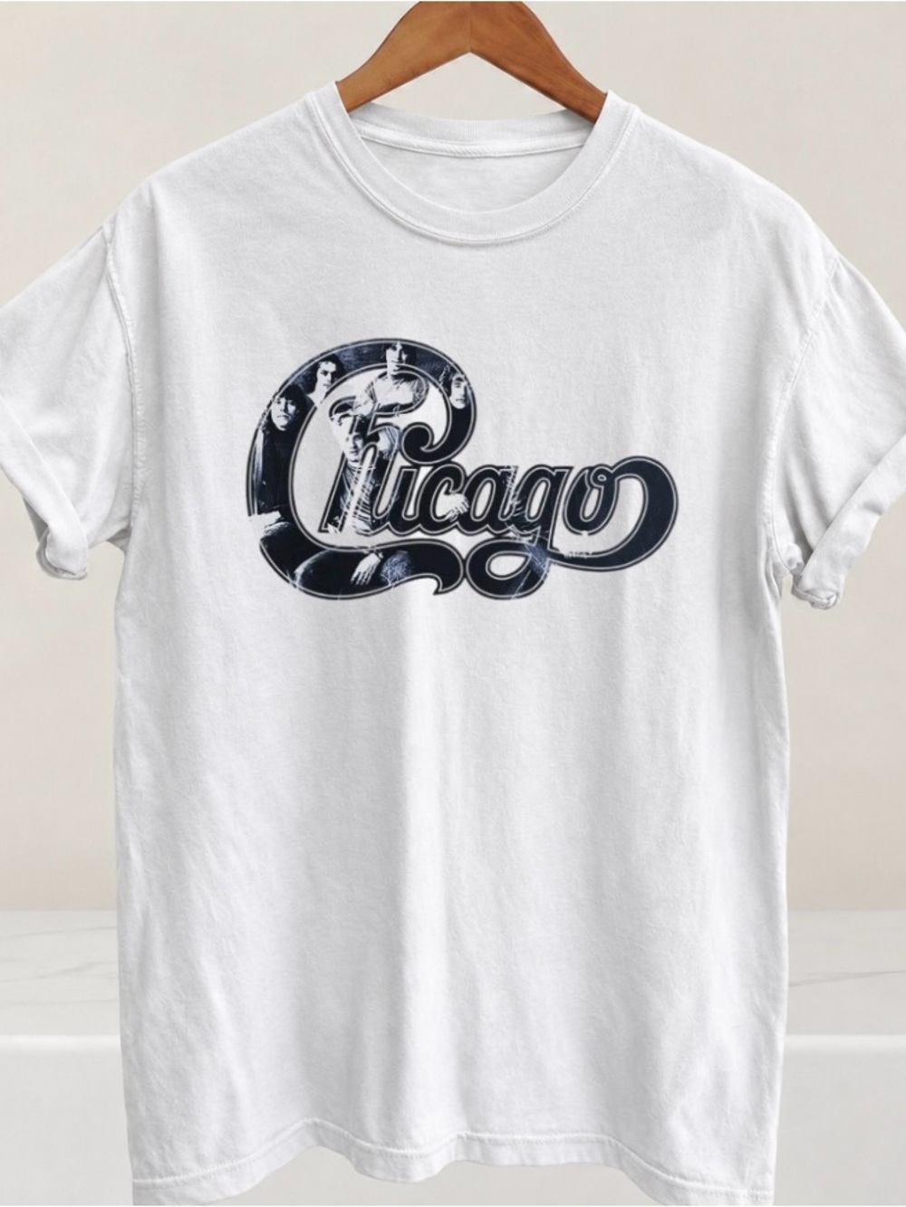 Chicago Rock Band White Graphic Tee - Unisex  Casual Shirt